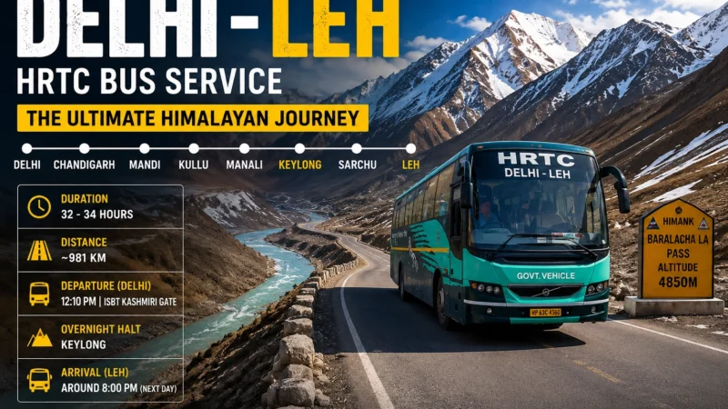 Delhi to Leh HRTC Bus Ticket Price
