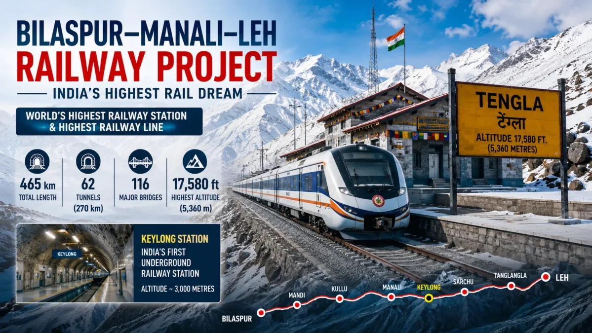 Bilaspur–Manali–Leh Railway: India’s High-Altitude Rail Dream in Ladakh